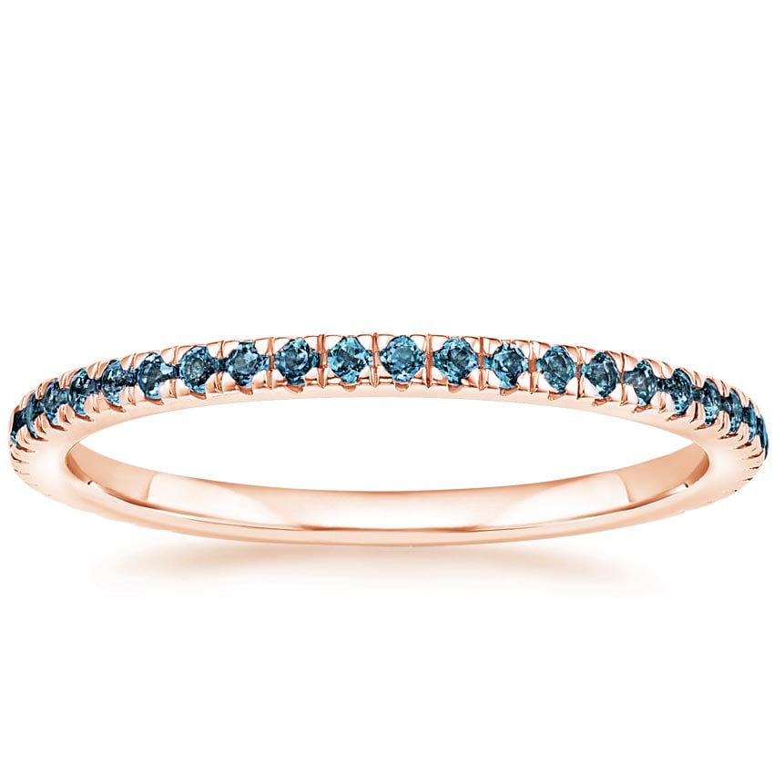 Luxe Ballad London Blue Topaz Ring Rose Gold 18k Wedding Band