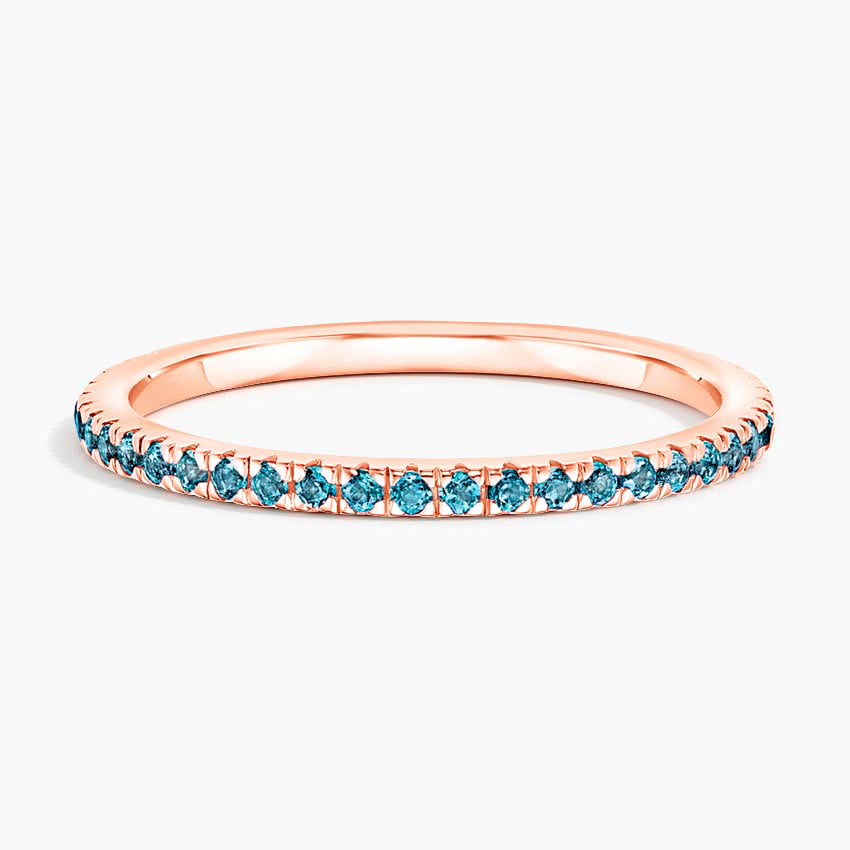 Luxe Ballad London Blue Topaz Ring Rose Gold 18k Wedding Band