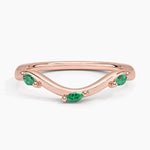 Willow Contour Lab Emerald Ring Rose Gold 18k Wedding Band