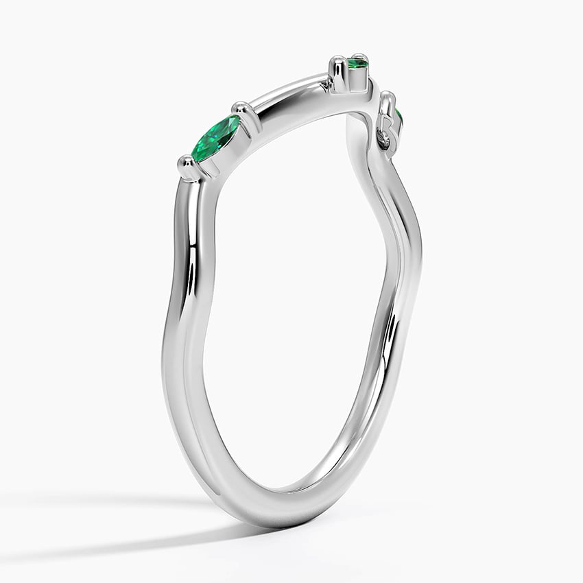 Willow Contour Lab Emerald Ring Platinum Wedding Band