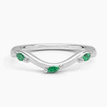Willow Contour Lab Emerald Ring Platinum Wedding Band
