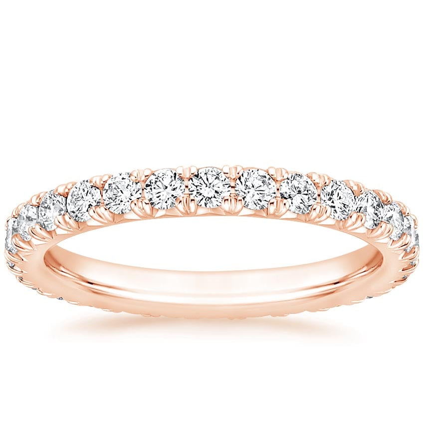 French Pavé Eternity Diamond Ring (1 ct. tw.) Rose Gold 18k Eternity Band