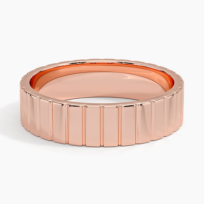 Engraved Lines 5.5mm Wedding Ring Rose Gold 18k Wedding Band