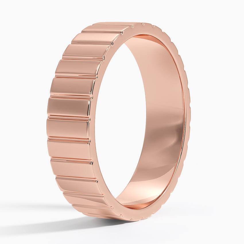 Engraved Lines 5.5mm Wedding Ring Rose Gold 18k Wedding Band