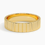 Engraved Lines 5.5mm Wedding Ring Yellow Gold 18k Wedding Band