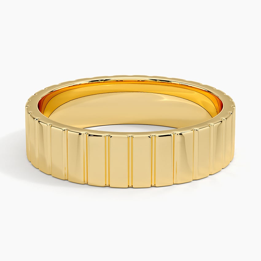 Engraved Lines 5.5mm Wedding Ring Yellow Gold 18k Wedding Band