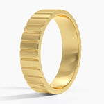 Engraved Lines 5.5mm Wedding Ring Yellow Gold 18k Wedding Band