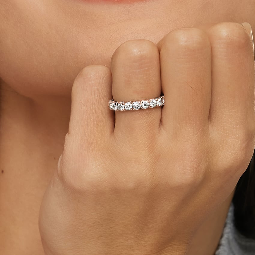 French Pavé Eternity Diamond Ring (2 ct. tw.) Rose Gold 18k Eternity Band