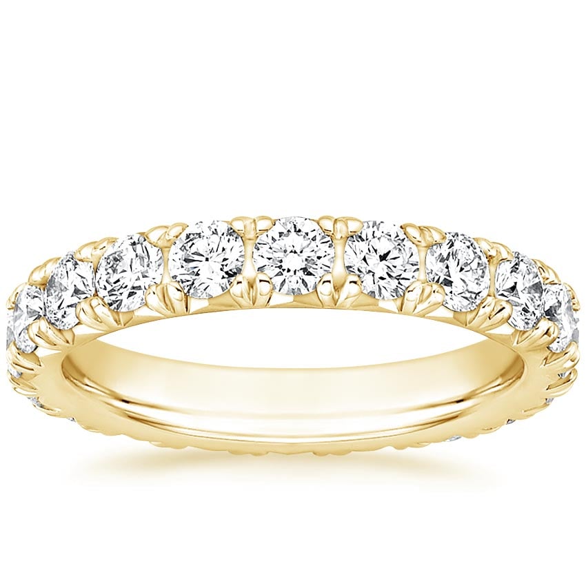 French Pavé Eternity Diamond Ring (2 ct. tw.) Yellow Gold 18k Eternity Band
