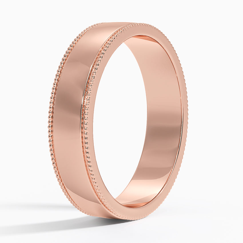 Mojave Milgrain Border 5mm Wedding Ring Rose Gold 18k Wedding Band