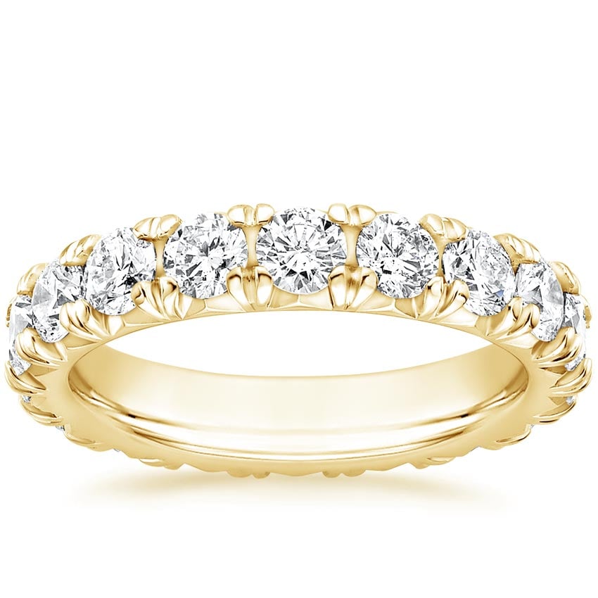 French Pavé Eternity Diamond Ring (3 ct. tw.) Yellow Gold 18k Eternity Band