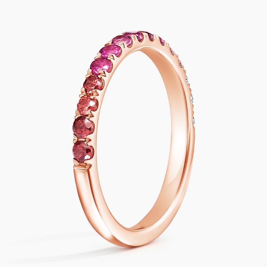 Burgundy Ombre Ring Rose Gold 18k Wedding Band