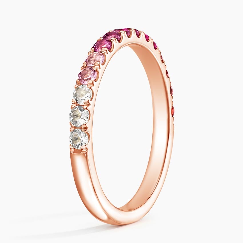 Burgundy Ombre Ring Rose Gold 18k Wedding Band