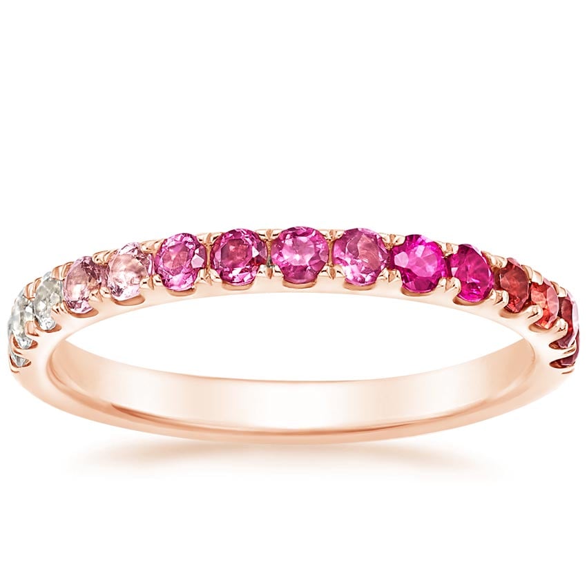 Burgundy Ombre Ring Rose Gold 18k Wedding Band