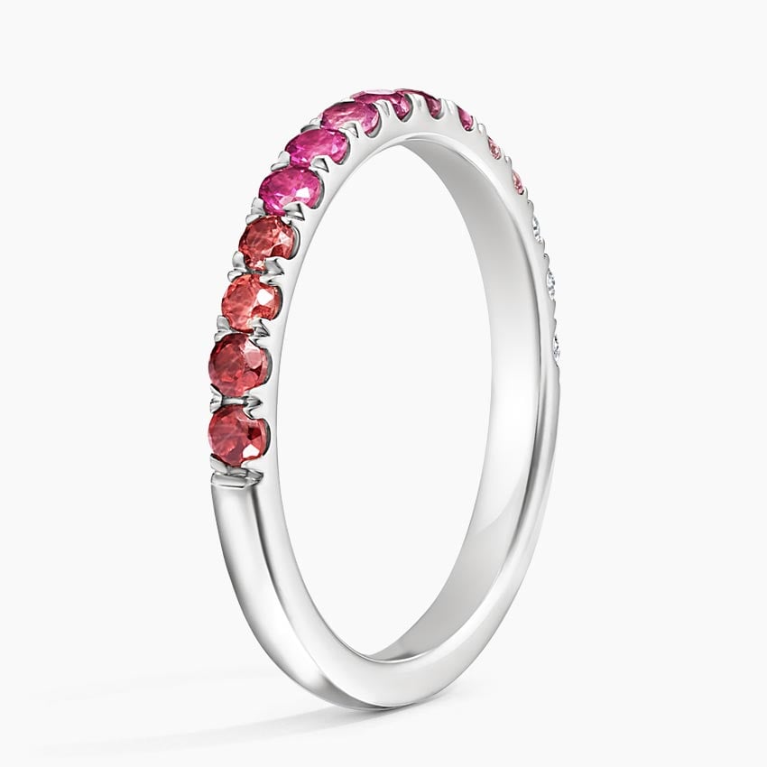 Burgundy Ombre Ring Platinum Wedding Band