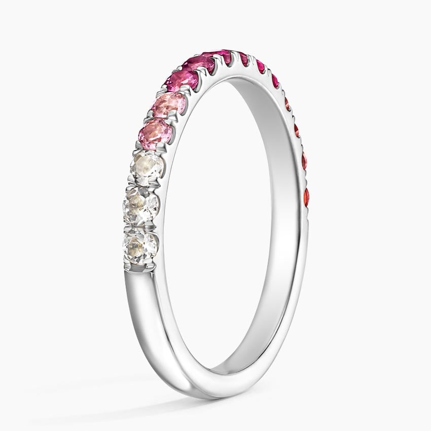 Burgundy Ombre Ring Platinum Wedding Band