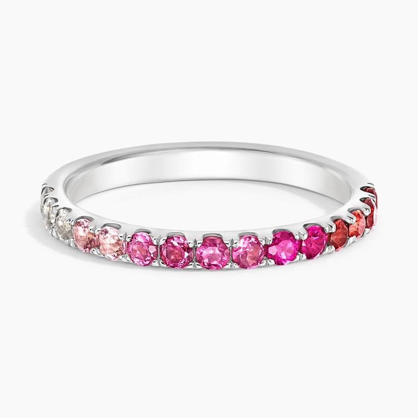 Burgundy Ombre Ring Platinum Wedding Band
