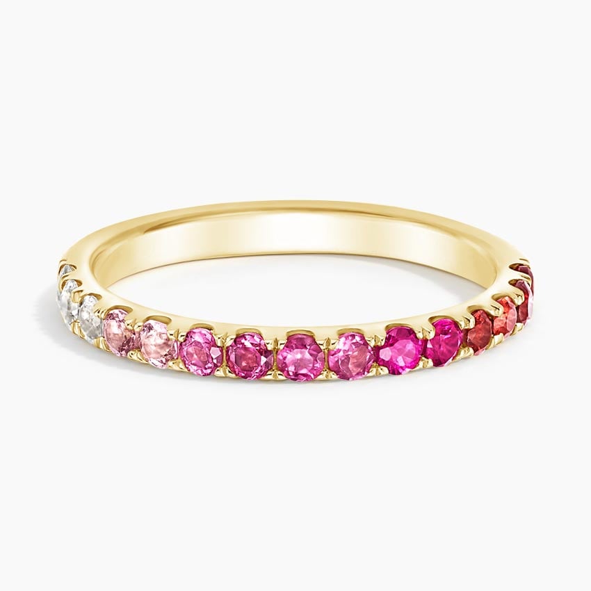 Burgundy Ombre Ring Yellow Gold 18k Wedding Band