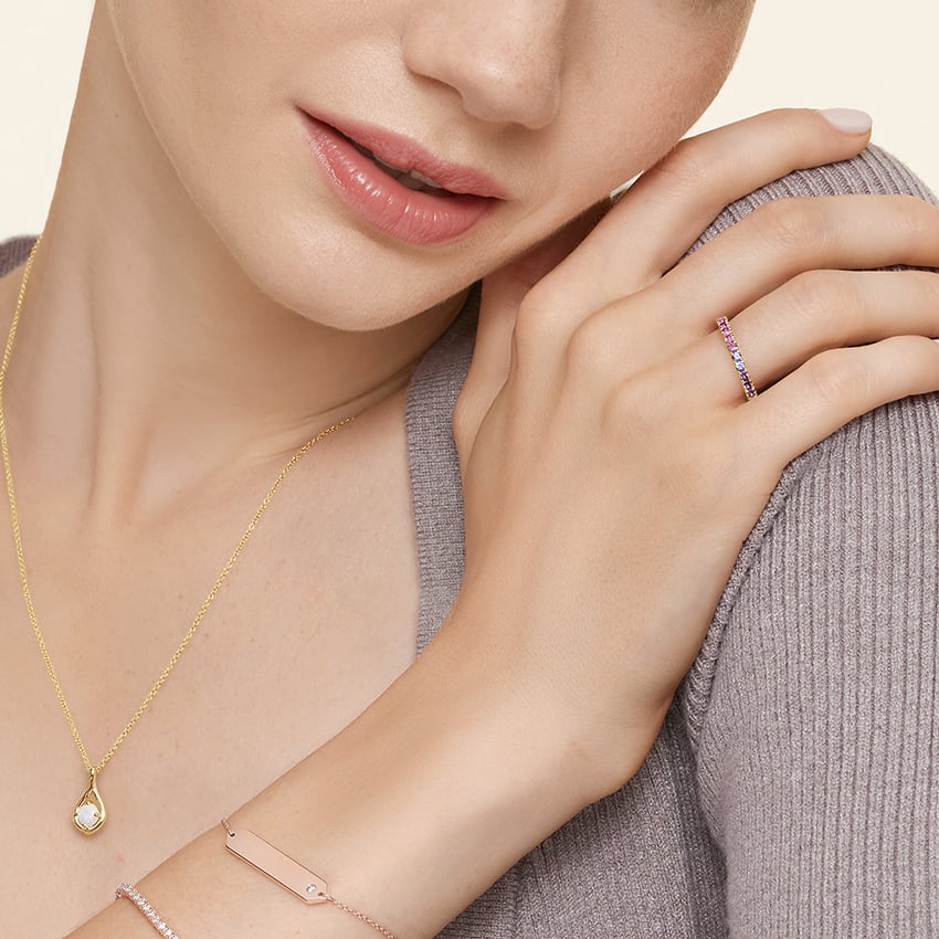 Lilac Ombre Ring Yellow Gold 18k Wedding Band