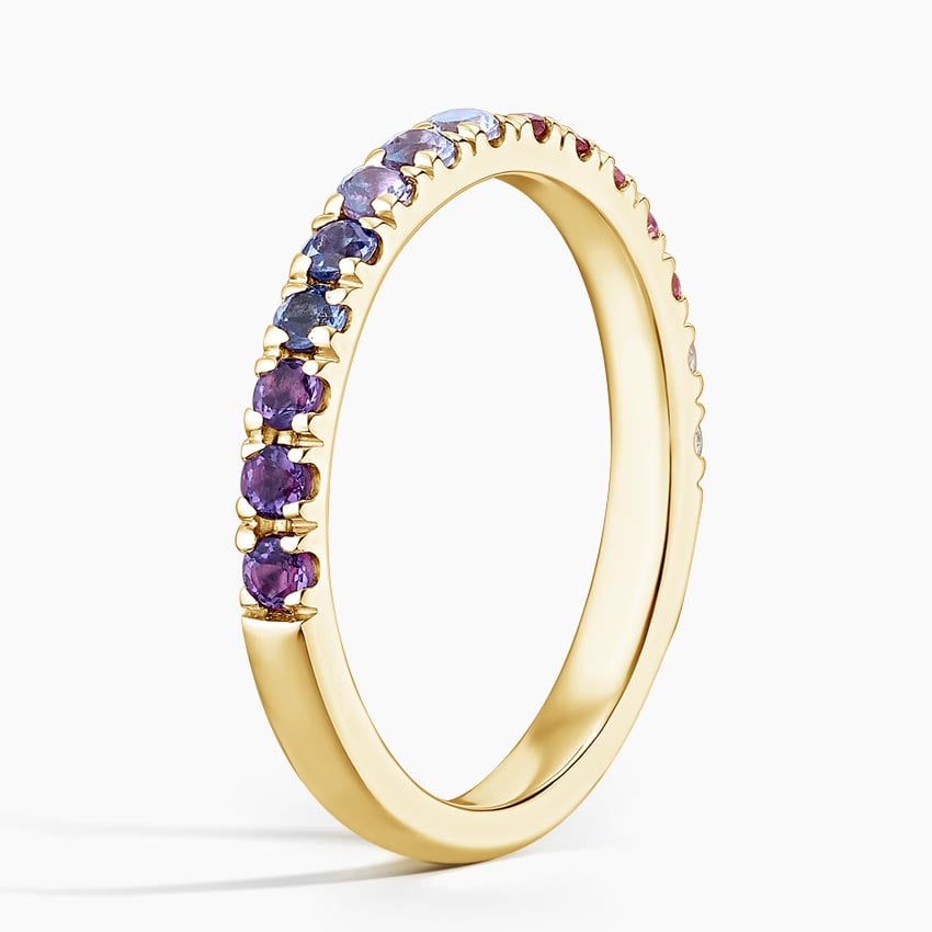 Lilac Ombre Ring Yellow Gold 18k Wedding Band