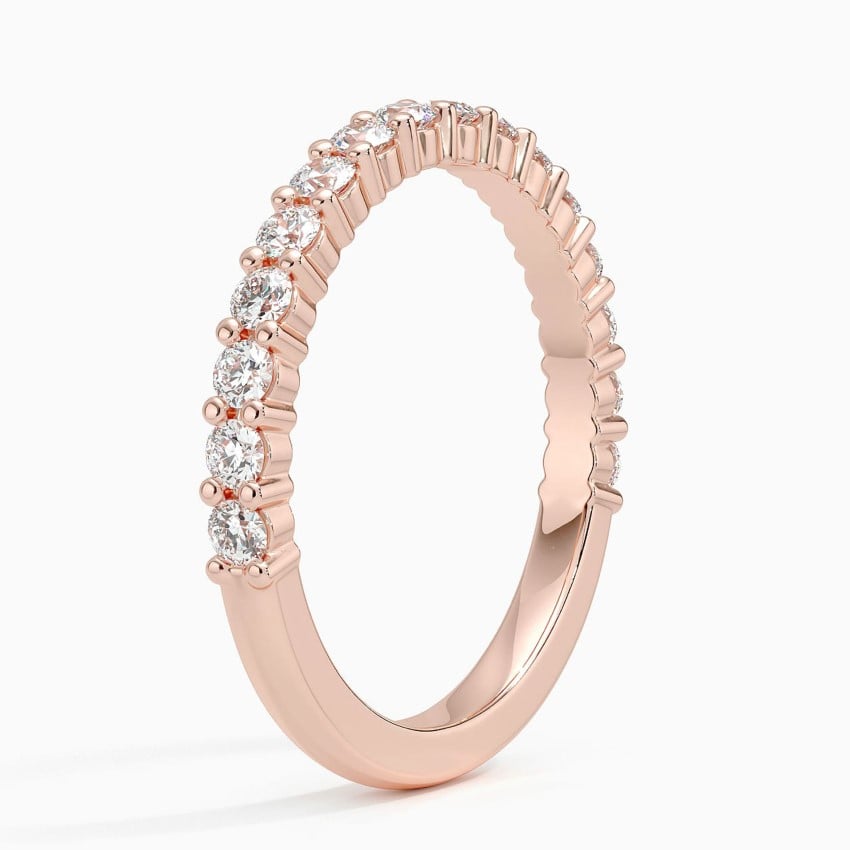 Shared Double Prong Diamond Ring (1/2 ct. tw.) Rose Gold 18k Wedding Band