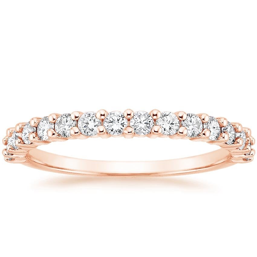 Shared Double Prong Diamond Ring (1/2 ct. tw.) Rose Gold 18k Wedding Band