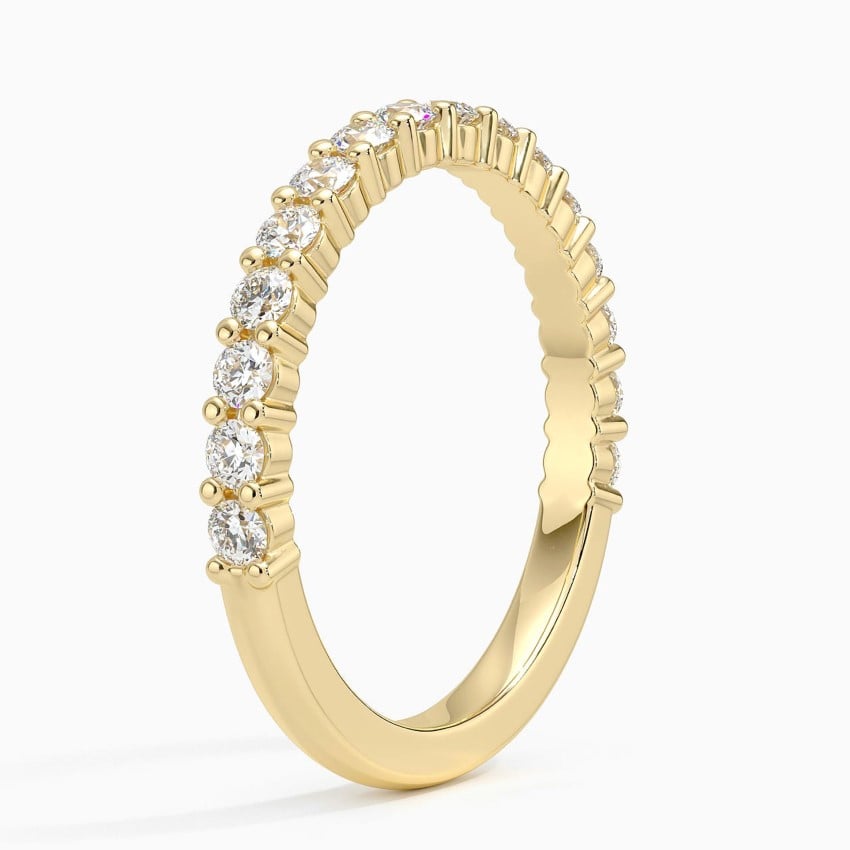 Shared Double Prong Diamond Ring (1/2 ct. tw.) Yellow Gold 18k Wedding Band