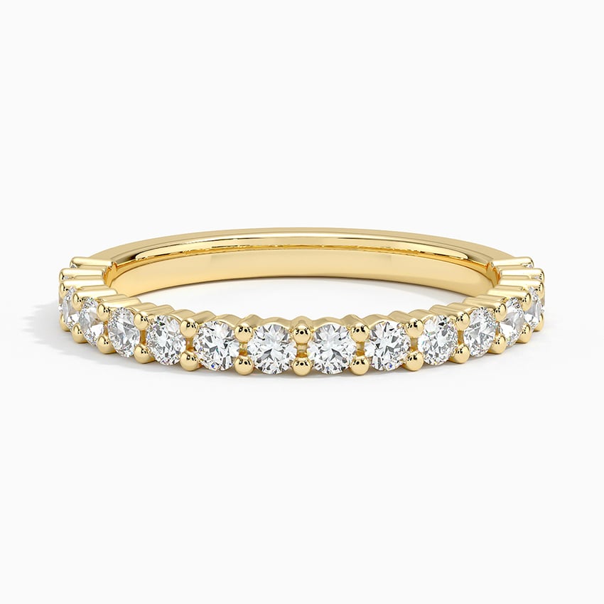 Shared Double Prong Diamond Ring (1/2 ct. tw.) Yellow Gold 18k Wedding Band