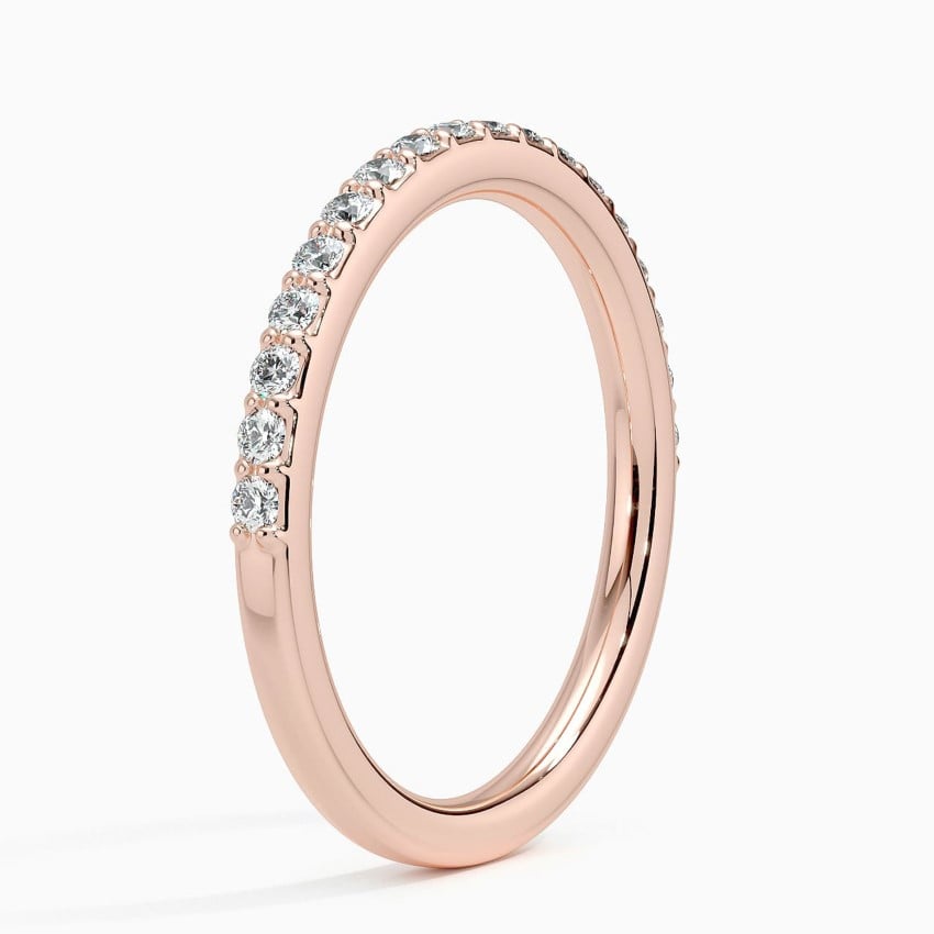 Petite Shared Prong Half Coverage Diamond Ring (1/4 ct. tw.) Rose Gold 18k Wedding Band