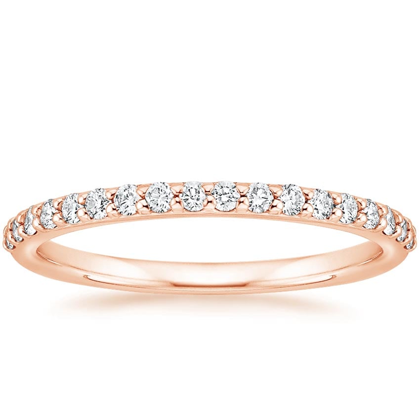 Petite Shared Prong Half Coverage Diamond Ring (1/4 ct. tw.) Rose Gold 18k Wedding Band