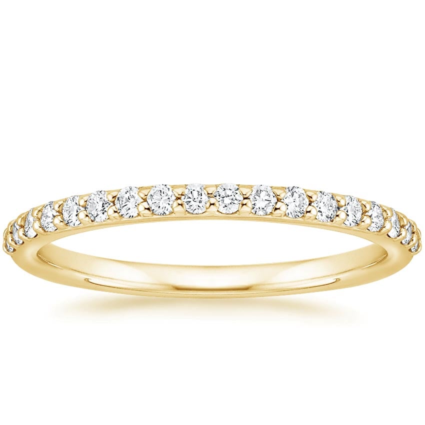 Petite Shared Prong Half Coverage Diamond Ring (1/4 ct. tw.) Yellow Gold 18k Wedding Band