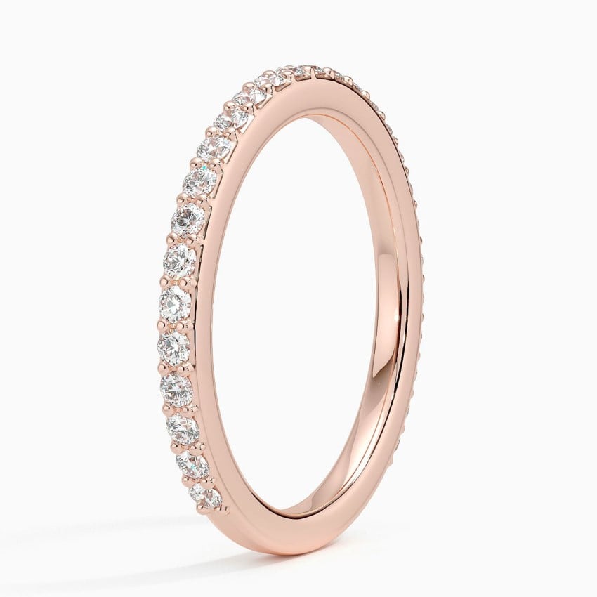 Petite Shared Prong Three-Quarter Coverage Diamond Ring (3/8 ct. tw.) Rose Gold 18k Wedding Band