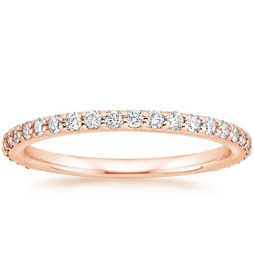 Petite Shared Prong Three-Quarter Coverage Diamond Ring (3/8 ct. tw.) Rose Gold 18k Wedding Band