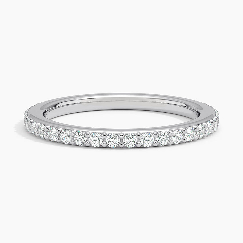 Petite Shared Prong Three-Quarter Coverage Diamond Ring (3/8 ct. tw.) Platinum Wedding Band