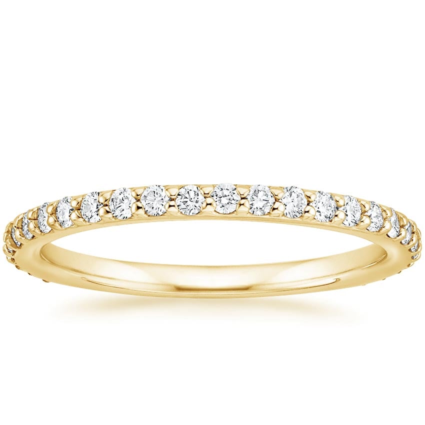 Petite Shared Prong Three-Quarter Coverage Diamond Ring (3/8 ct. tw.) Yellow Gold 18k Wedding Band