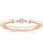 Marlene Freshwater Cultured Pearl and Diamond Ring Rose Gold 18k Wedding Band