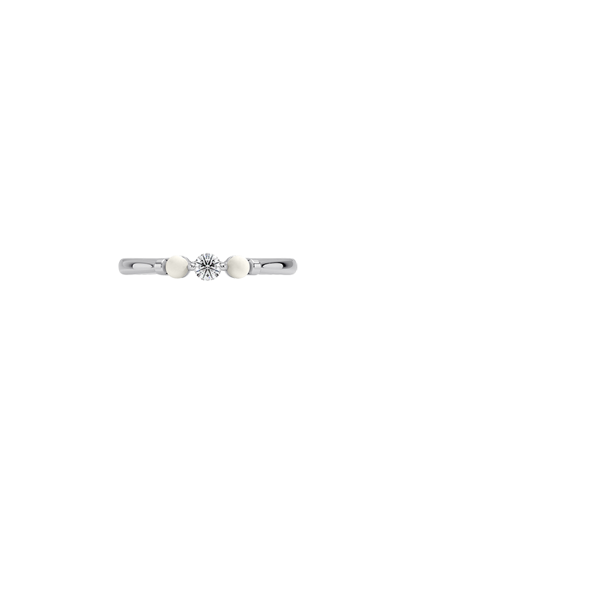 Marlene Freshwater Cultured Pearl and Diamond Ring Platinum Wedding Band