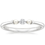Marlene Freshwater Cultured Pearl and Diamond Ring Platinum Wedding Band