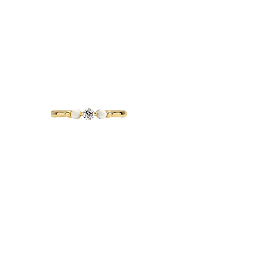Marlene Freshwater Cultured Pearl and Diamond Ring Yellow Gold 18k Wedding Band