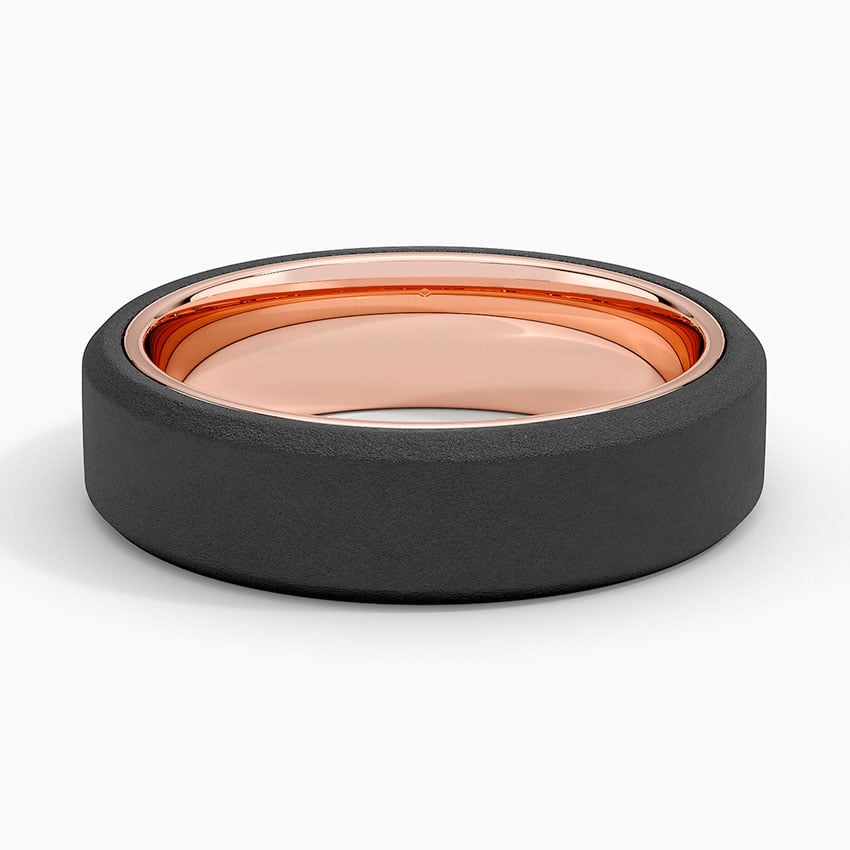 Jett Black 6mm Wedding Ring Rose Gold 18k Wedding Band