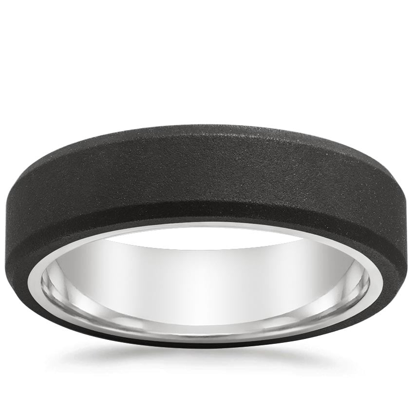 Jett Black 6mm Wedding Ring White Gold 18k Wedding Band