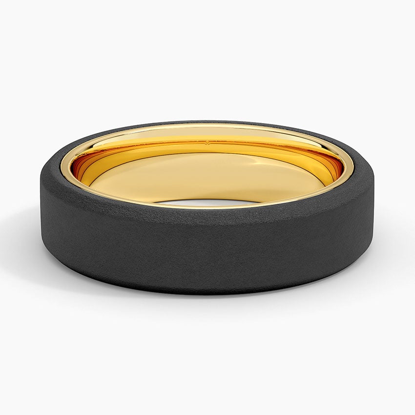 Jett Black 6mm Wedding Ring Yellow Gold 18k Wedding Band