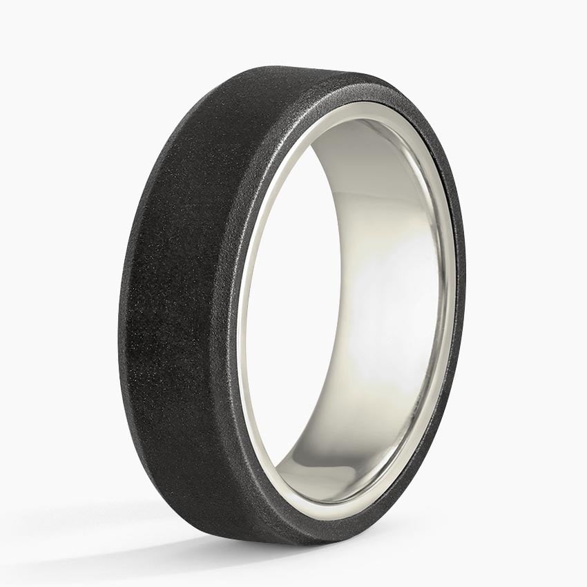 Jett Black 7mm Wedding Ring White Gold 18k Wedding Band