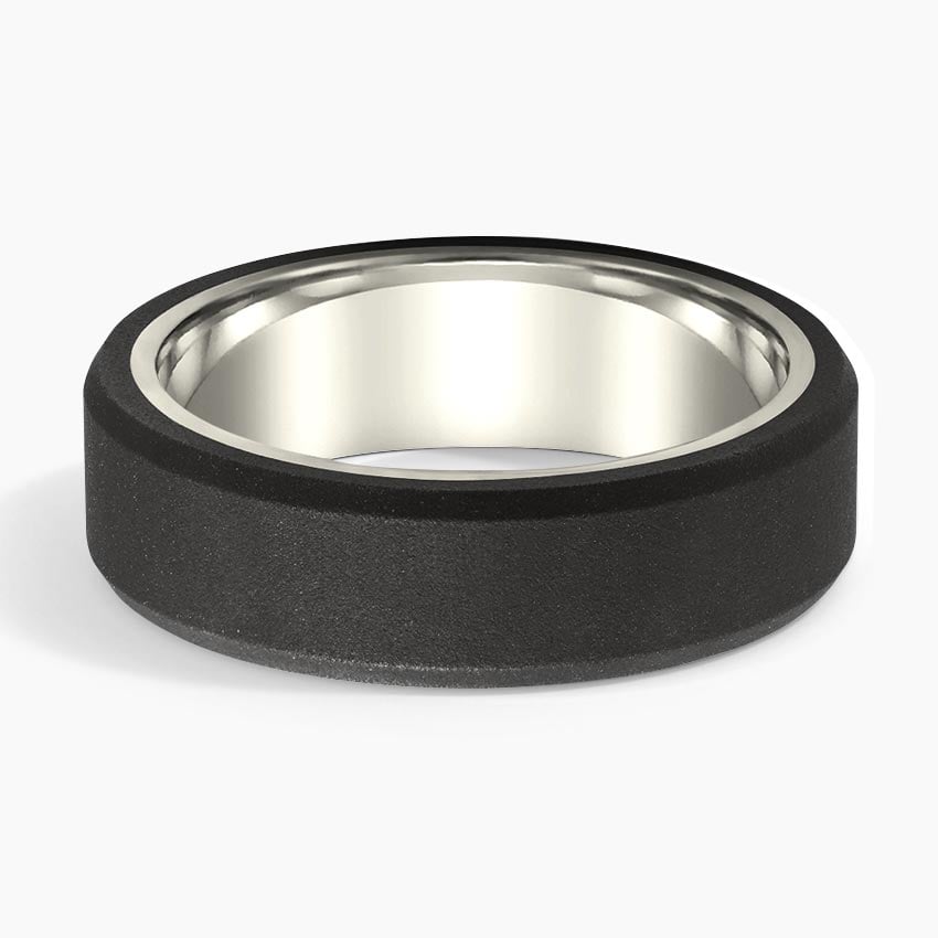 Jett Black 7mm Wedding Ring White Gold 18k Wedding Band