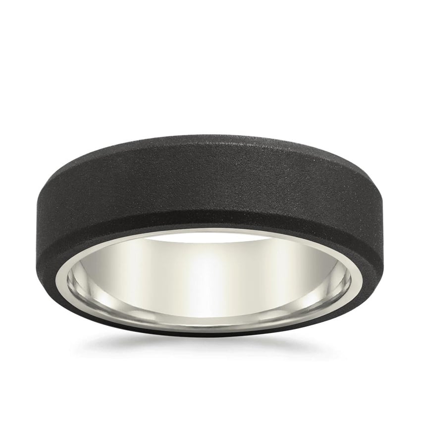 Jett Black 7mm Wedding Ring White Gold 18k Wedding Band