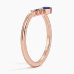 Lunette Sapphire and Diamond Contoured Ring Rose Gold 18k Wedding Band