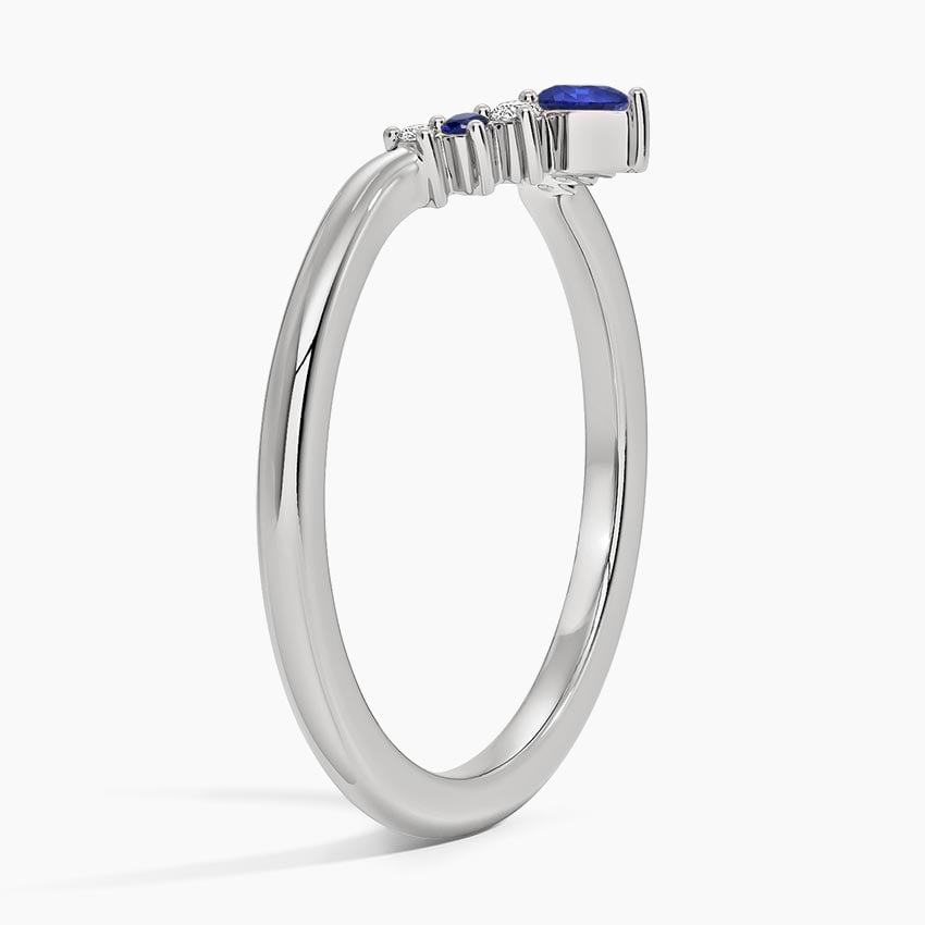 Lunette Sapphire and Diamond Contoured Ring Platinum Wedding Band