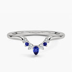 Lunette Sapphire and Diamond Contoured Ring Platinum Wedding Band