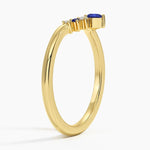 Lunette Sapphire and Diamond Contoured Ring Yellow Gold 18k Wedding Band