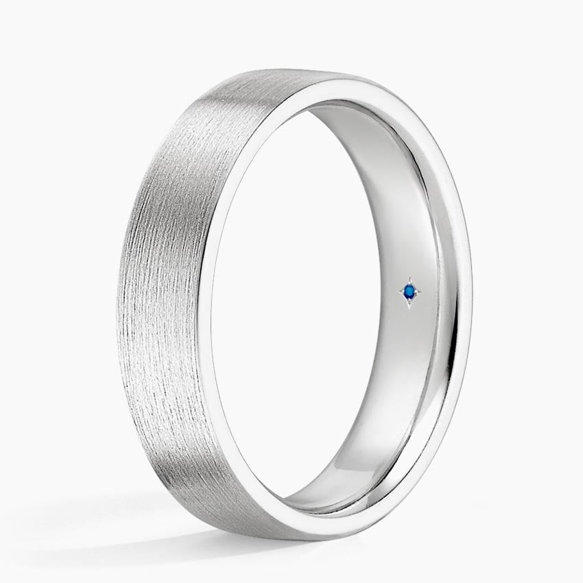 Hidden Lotus Sapphire 5mm Wedding Ring Platinum Wedding Band